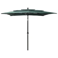 Parasole ogrodowe - vidaXL 3-poziomowy parasol na aluminiowym słupku, zielony, 2,5x2,5 m 313837 - miniaturka - grafika 1