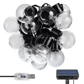 Lampy ogrodowe - Maclean MCE424 Solarna Girlanda Ogrodowa LED 2w1, IP44, 3W, 10lm, 3000K, Akumulator 2 * 600 mAh, 5V DC, 7m - miniaturka - grafika 1