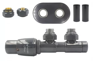 Zawór termostatyczny 50mm TWINS grafit błyszczący lewy Pex All in One - Zawory i kraniki Zawór termostatyczny 50mm TWINS grafit błyszczący lewy Pex All in One - Zawory i kraniki - miniaturka - grafika 1