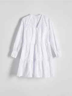 Sukienki - Reserved - Ażurowa sukienka mini - biały - grafika 1