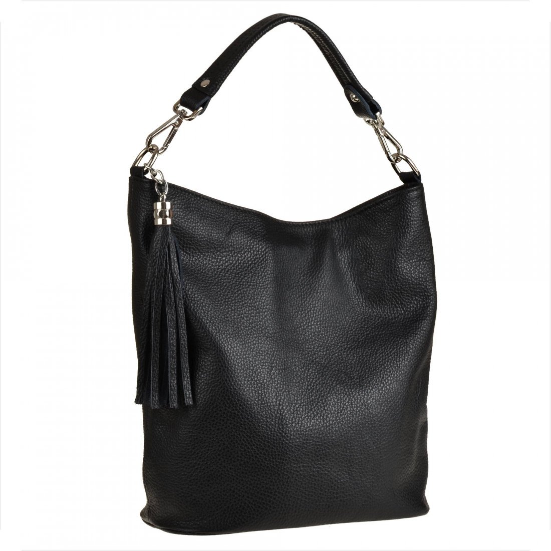 Lekka skórzana torebka shopper bag czarna