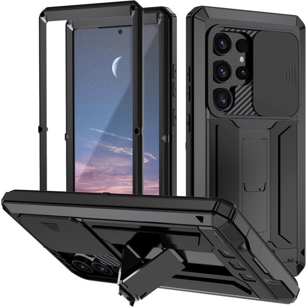 Etui pancerne Supero Metal Stand Case do Samsung Galaxy S25 Ultra, czarne