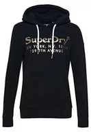 Bluzy damskie - Superdry Vintage Venue Interest Hood Bluza damska, Czarny, 34 - miniaturka - grafika 1