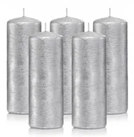 Świece - Świece ozdobne srebrne walec kokon 15/6 zestaw 5 - miniaturka - grafika 1