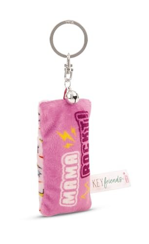 NICI 62108 breloczek do kluczy mini pluszowa poduszka Mama rockt 8 cm z dzwoneczkiem kolorowy towarzysz do plecaka lub torby, uchwyt na klucze dla małych i dużych 62108