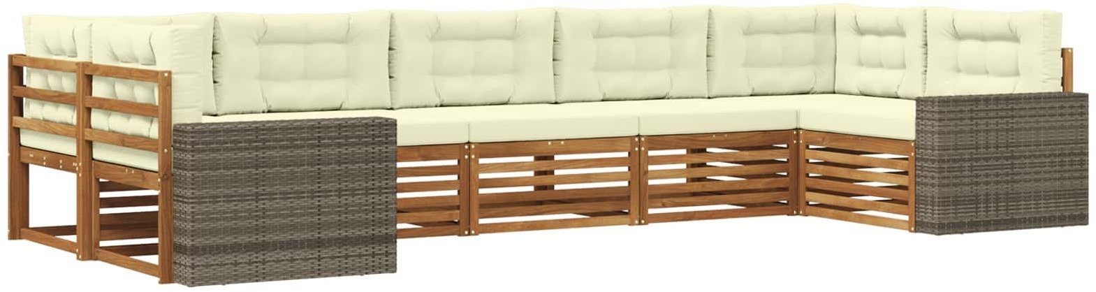 vidaXL Zestaw sof na zewnątrz z poduszką 7 pcs Naturalny i Kremowy