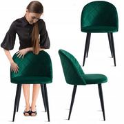 Krzesła - Krzesło Tapicerowane Glamour Welur Fotel Salon - miniaturka - grafika 1