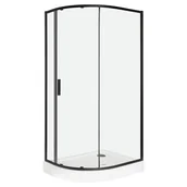 Kabiny prysznicowe - Novoterm Kabina prysznicowa asymetrczyna z brodzikiem prawa 100x80 Solid RPA BL Kerra - miniaturka - grafika 1