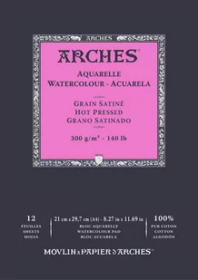 Blok do akwareli Arches Aquarelle A4 300g Hot pressed 12 kartek Naturalny biały - Podobrazia, bloki, papiery - miniaturka - grafika 1