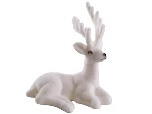 Renifer Leżący Biały Flokowany Jelonek Dekoracyjny 15 Cm - Ozdoby bożonarodzeniowe - miniaturka - grafika 1