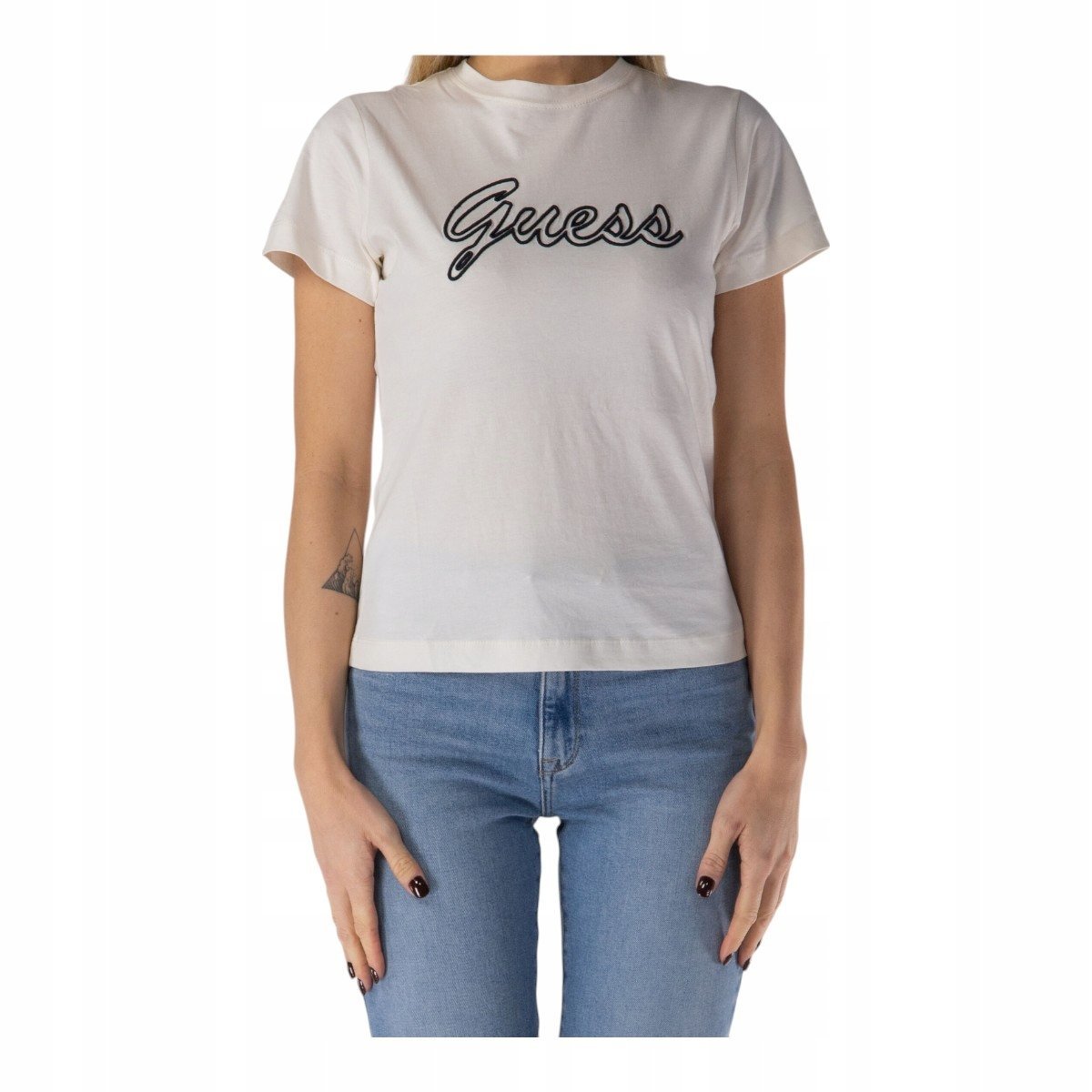 GUESS KOSZULKA DAMSKA T-SHIRT ACTIVE TEE ECRU r.L