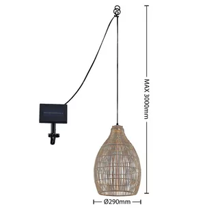 Lindby Amelika solarna lampa wisząca, rattan - Lampy ogrodowe - miniaturka - grafika 2