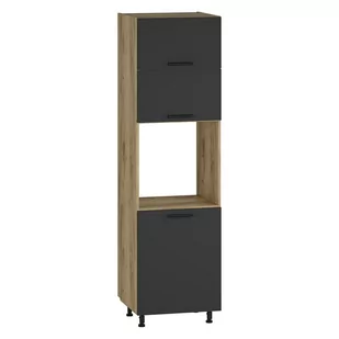 Szafka Dolna Wysoka Słupek Pod Zabudowę Piekarnika 3 Drzwi 60 cm DP-60/214 Dąb Craft / Antracyt Połysk Vento Halmar Antracyt, Dąb Craft - Szafki kuchenne - miniaturka - grafika 1
