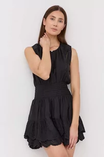 Patrizia Pepe sukienka z domieszką lnu kolor czarny mini rozkloszowana - Sukienki - miniaturka - grafika 1