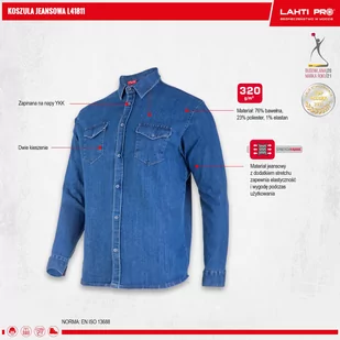 Koszula jeansowa niebieska, "3xl", ce, lahti - Odzież robocza Koszula jeansowa niebieska, "3xl", ce, lahti - Odzież robocza - miniaturka - grafika 2