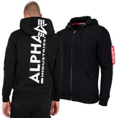 Odzież taktyczna i umundurowanie - Bluza rozpinana z kapturem Alpha Industries Back Print 128342 03 - Czarna - miniaturka - grafika 1