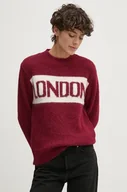Swetry damskie - Pepe Jeans sweter z domieszką wełny HILDA damski kolor bordowy PL702227 - miniaturka - grafika 1