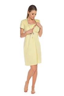 Piżamy ciążowe - Italian Fashion, Felicita, Koszula nocna dla matek karmiących, krótki rękaw, rozmiar M, Żółty - grafika 1
