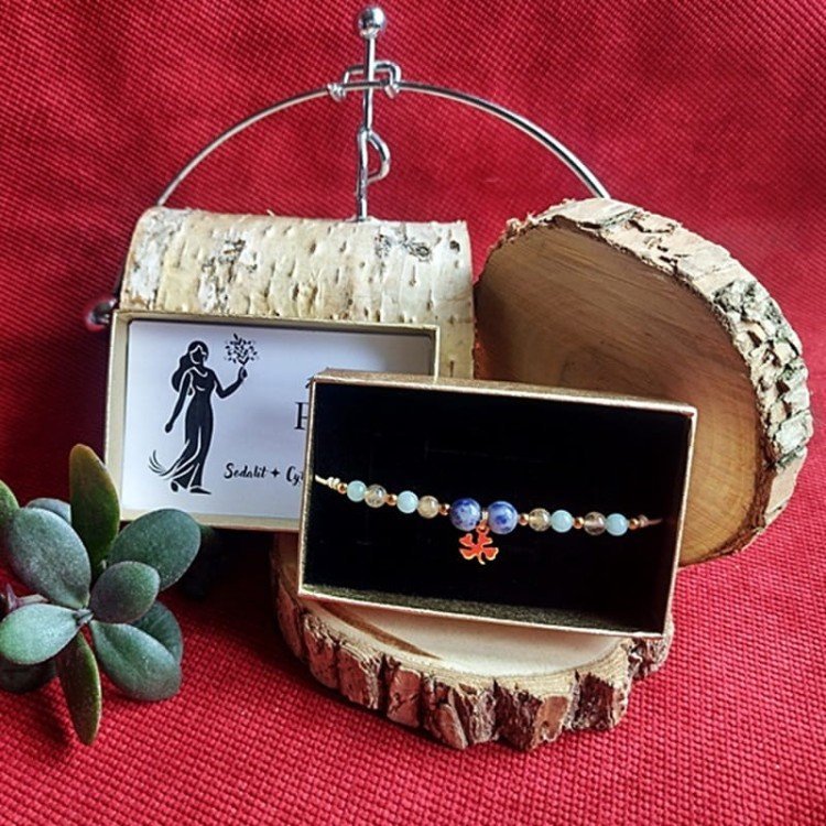 PANNA Bransoletka Znak Zodiaku Koniczynka Kamienie Naturalne