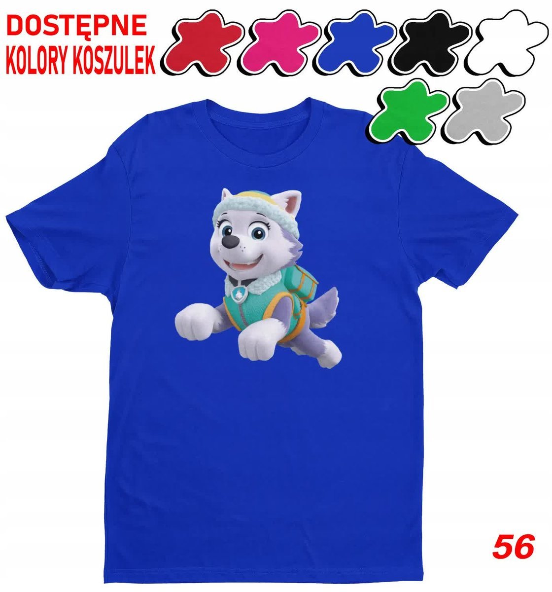 Dziecięca Koszulka Duży Wybór Psi Patrol Zuma Rubble Everest -M 134-140