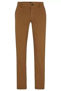 Spodenki męskie - BOSS Męskie spodnie Schino-Slim D Slim-Fit z elastycznej satyny bawełnianej, jasnobeżowe 35/36, jasny beż, 35W / 36L - grafika 1