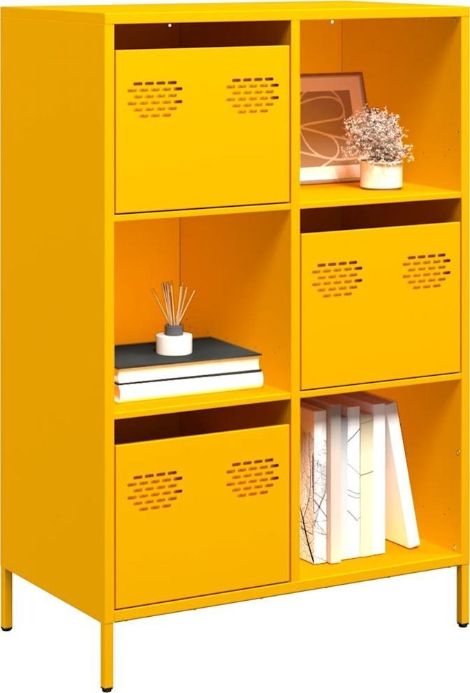 vidaXL Szafka, musztardowa, 68x39x103,5 cm, stal