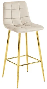 Beżowy hoker welurowy glamour L0-C55 - Taborety i hokery - miniaturka - grafika 1