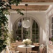 Lampy ogrodowe - Lampa wisząca zewnętrzna Bover Nans S/31 LED, beżowa - miniaturka - grafika 1