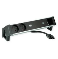 Gniazdka elektryczne - BACHMANN DESK2 ALU BLACK 2xUTE 1xCM 1xUSBC 60W 0.2m GST18 - miniaturka - grafika 1