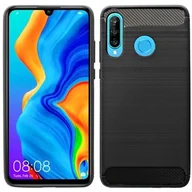 Etui i futerały do telefonów - Etui silikonowe Carbon kompatybilne z HUAWEI P30 LITE Etui TPU Miękkie etui na telefon komórkowy Pokrowiec ochronny Czarny - miniaturka - grafika 1