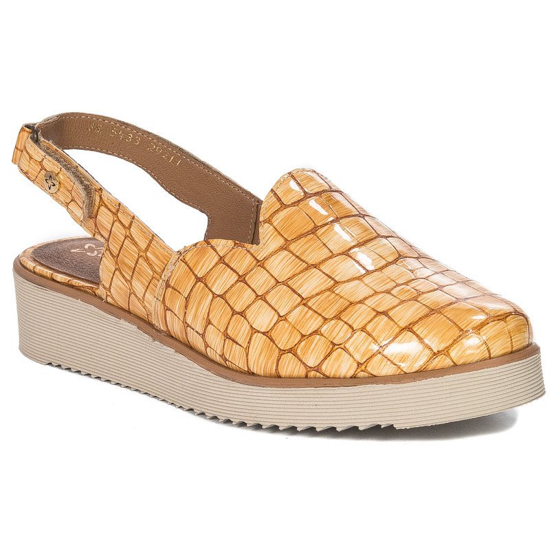 Maciejka Półbuty damskie skórzane lakierowane Żółte-40