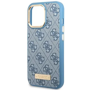 Guess GUHMP14LU4GPRB iPhone 14 Pro 6.1" niebieski/blue hard case 4G Logo Plate MagSafe - Etui i futerały do telefonów - miniaturka - grafika 6