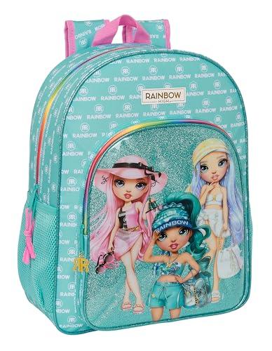 RAINBOW HIGH PARADISE plecak szkolny dla dzieci, plecak dla dzieci, plecak dziecięcy, adaptacyjny do wózka, idealny dla dzieci w wieku szkolnym, wszechstronny, jakość i wytrzymałość, 33x14x42 cm,