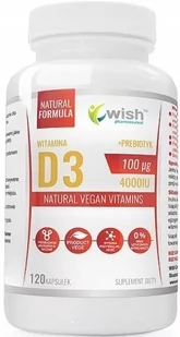 TOMASZ KACZMARCZYK WISH GROUP Wish Witamina D3 4000 IU Natural Vegan Vitamins 120 kapsułek - Witaminy i minerały - miniaturka - grafika 1