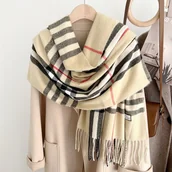 Apaszki i szaliki damskie - elegancki damski SZAL na zimę ciepły SZALIK szykowny 200x66 wielokolorowy - miniaturka - grafika 1