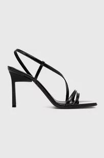 Calvin Klein sandały skórzane GEO STILETTO ASY SAN kolor czarny HW0HW01609 - Sandały damskie - miniaturka - grafika 1