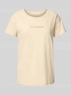 Koszulki i topy damskie - T-shirt z detalem z logo - miniaturka - grafika 1