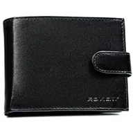 Portfele - ROVICKY Skórzany portfel męski czarny klasyczny z zapięciem na karty i gotówkę elegancki prezent ochrona RFID - miniaturka - grafika 1