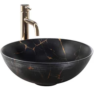Umywalki - Rea Umywalka nablatowa REA Stella Black Marble Brush - miniaturka - grafika 1