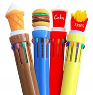 Długopisy - Długopisy FAST FOOD frytki hamburger 10-cio kolorowy dla dzieci do szkoły - miniaturka - grafika 1