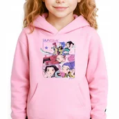 Bluzy dla dziewczynek - Bluza Dziecięca Różowa Z Kapturem HUNTRX CREW Muzyka Wzory Rozmiar 164 cm - miniaturka - grafika 1