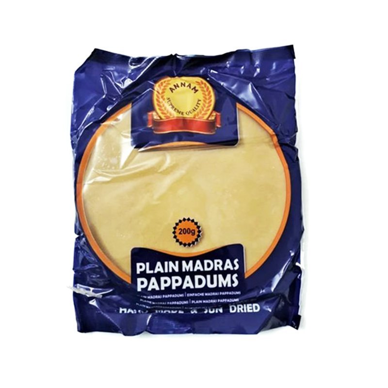 Papadams (pappadums) z soczewicy Annam Plain Madras Pappadums 200g