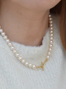 Naszyjnik z pereł swarovski z zapięciem toggle - Naszyjniki - miniaturka - grafika 1