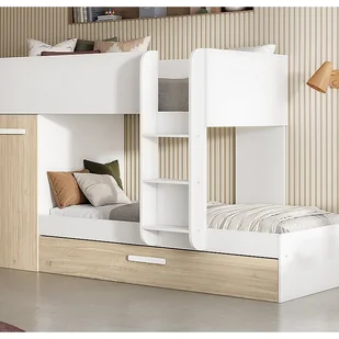 Łóżko piętrowe z ze skrzynią , 3 × 90 × 190 cm – kolor biało-naturalny, z materacem - ANTHONY - Łóżka dla dzieci i młodzieży Łóżko piętrowe z ze skrzynią , 3 × 90 × 190 cm – kolor biało-naturalny, z materacem - ANTHONY - Łóżka dla dzieci i młodzieży - miniaturka - grafika 1