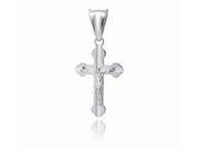 Wisiorki - Valerio.pl Delikatny rodowany srebrny diamentowany krzyżyk krzyż z wizerunkiem Chrystusa srebro 925 KD157 KD157 - miniaturka - grafika 1