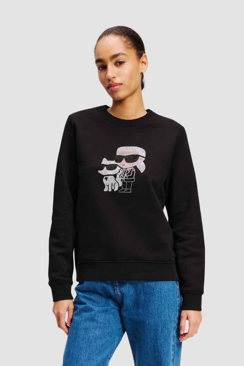 KARL LAGERFELD Czarna damska bluza z cyrkoniami Ikon Rs Duo XL