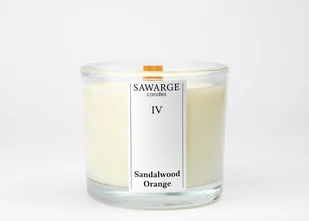 Świeca Zapachowa Sojowa 200g / Pomarańcza Drzewo Sandałowe, drewniany knot, 40h/Sawarge Candles - Świece - miniaturka - grafika 1