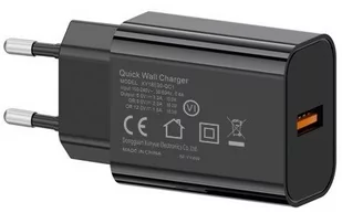 Szybka ładowarka sieciowa QC3.0 18W USB do Samsung  i urządzenia USB czarna - Ładowarki do telefonów - miniaturka - grafika 1