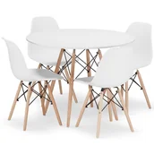 Stoły z krzesłami - Zestaw biały okrągły stół 100 cm i 4 krzesła H5-K20 - miniaturka - grafika 1