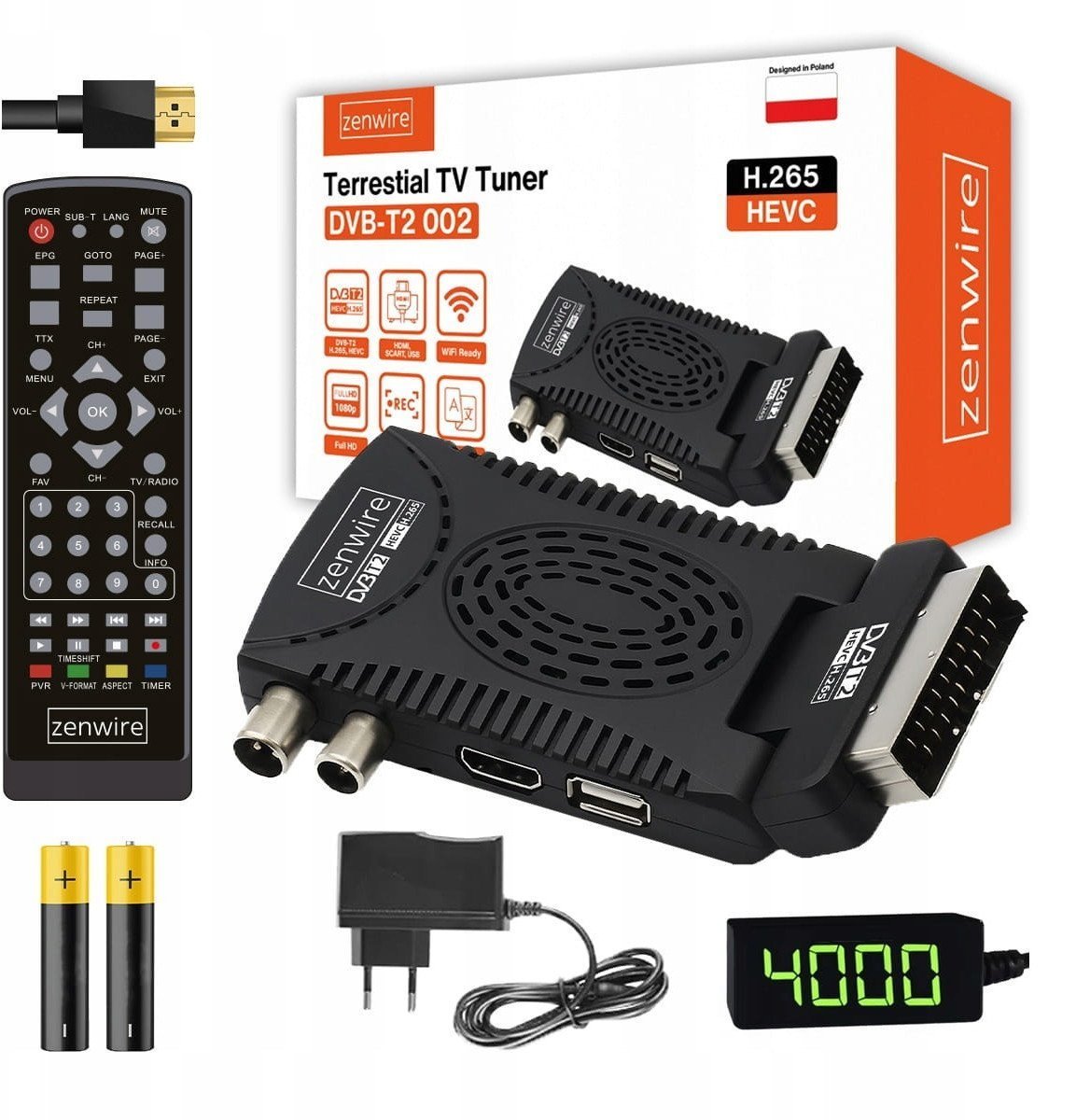 Tuner Dekoder Satelitarny DVB-T2 HEVC H.265 WiFi Telewizji Naziemnej Stick Zenwire DVB-T2 002